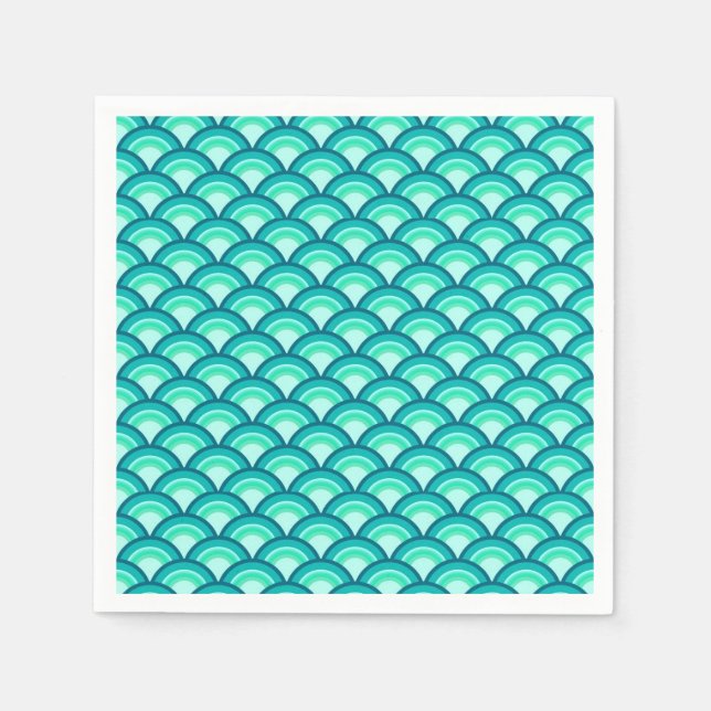 Art Déco-Wellenmuster - türkisfarbene Farbtöne Serviette (Vorderseite)