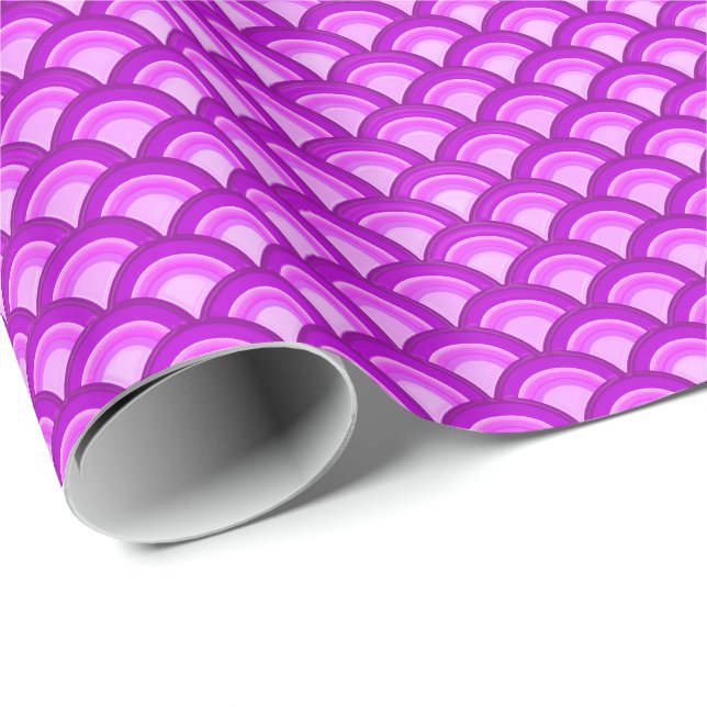 Art Deco-Wellenmuster - violett und orchid Geschenkpapier (Rolleneckpunkt)