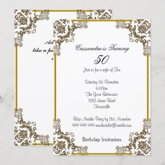 Art Deco White 50. Geburtstag Einladung