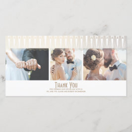 Art Deco White and Gold Foto Hochzeit Vielen Dank Dankeskarte