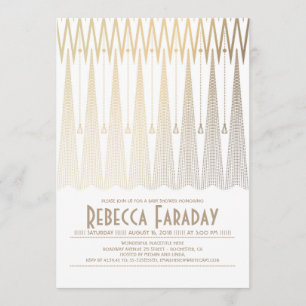 Art Deco White and Gold Gatsby Baby Dusche Einladung