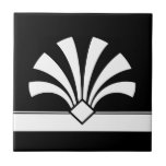Art Deco White Black Geometric Blume Element 06 Fliese<br><div class="desc">Elegante,  knusprige Deko-Stil geometrische Blume Element verziert auf einem schwarzen Hintergrund dekorative Keramik Fliesen. Das elegante Design ist perfekt für ein Vintages Interieur im Deko Retro-Stil.</div>