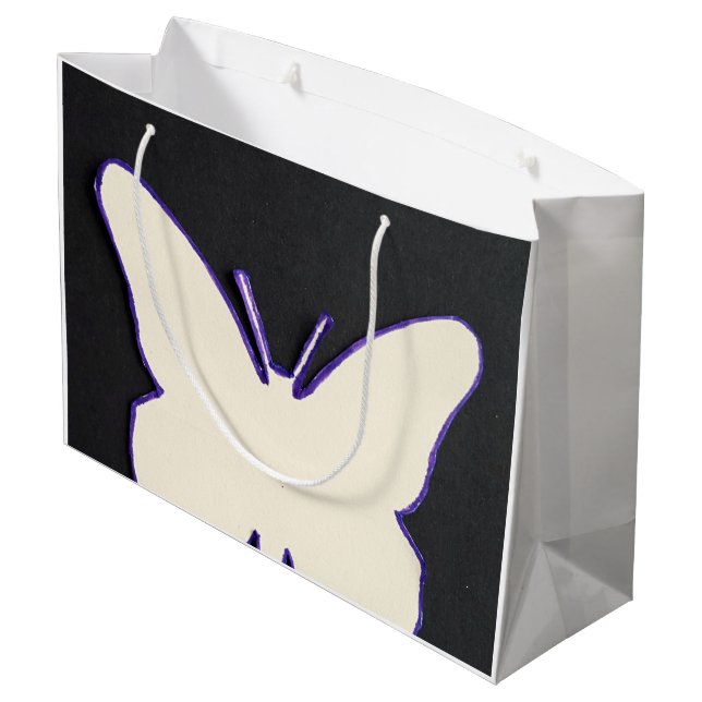 ART DECO WHITE BUTTERFLY SHOPPPING BAG GROßE GESCHENKTÜTE (Rückseite Schrägansicht)