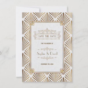 Art Deco White Gatsby 1920er Save the Date