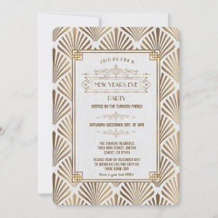Art Deco White Gatsby 1920s New Year's Eve Party Einladung