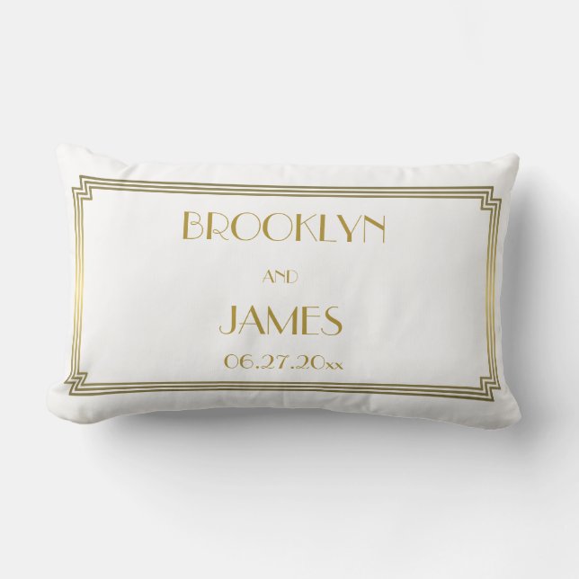 Art Deco White Lumbar Wedlows Pillows Lendenkissen (Vorderseite)