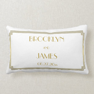 Art Deco White Lumbar Wedlows Pillows Lendenkissen
