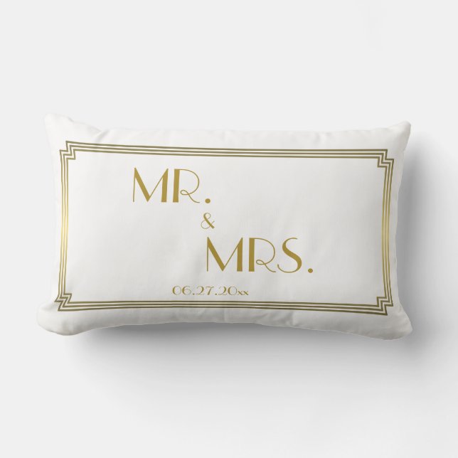 Art Deco White Lumbar Wedlows Pillows Lendenkissen (Vorderseite)