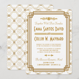 Art Deco White Wedding Einladungen