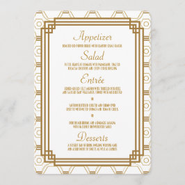 Art Deco White Wedding Menu Cards Menükarte