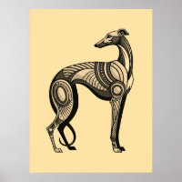 Art Deco Windhund in Vintage-Farbpalette