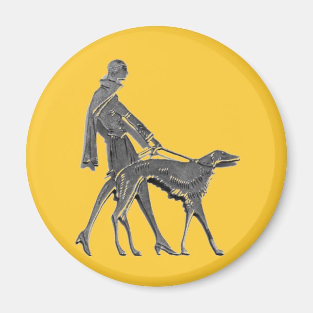 Art Deco Woman and Dog Magnet (Vorne)