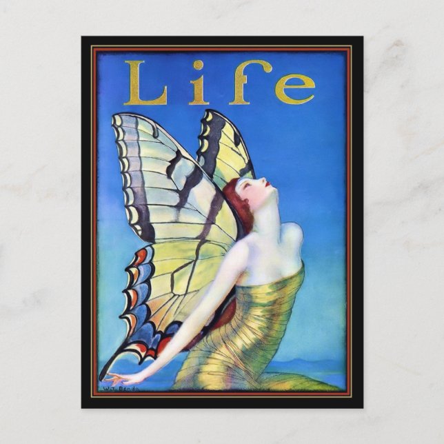 Art Deco Woman Butterfly Postkarte (Vorderseite)