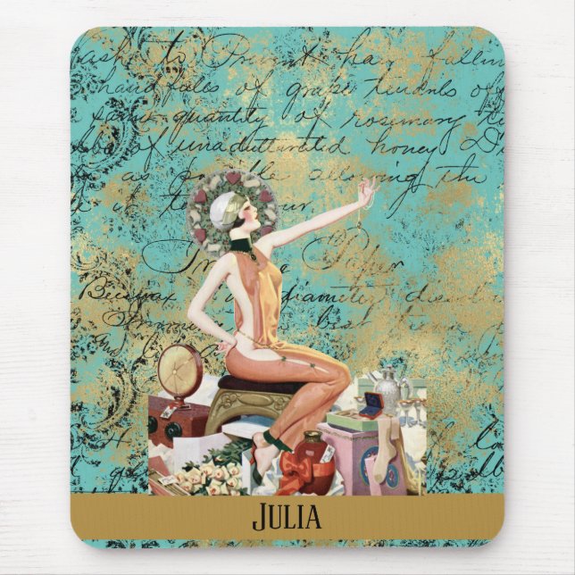 Art Deco Woman Personalized Mousepad (Vorne)