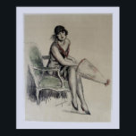 Art Deco Woman Poster<br><div class="desc">Ein hübscher schwarz-weißer Bleistift, der von einer schönen Frau gezeichnet wird, die in den 20er Jahren gekleidet wurde. Leichte Färbung von Rot.</div>