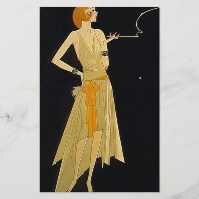 Art Deco Woman Rrauchen Zigarette (Vorderseite)