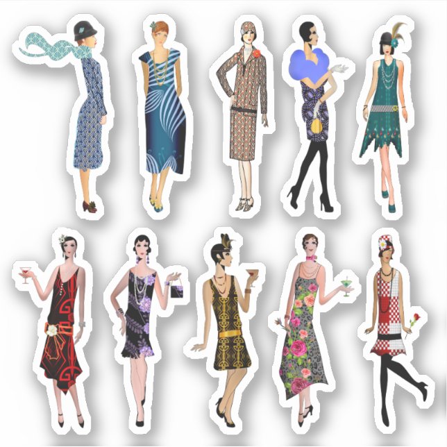 Art Deco Women High Mode Aufkleber (Vorderseite)