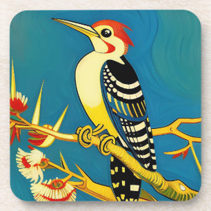 Art Deco Woodpecker Untersetzer-Set Getränkeuntersetzer