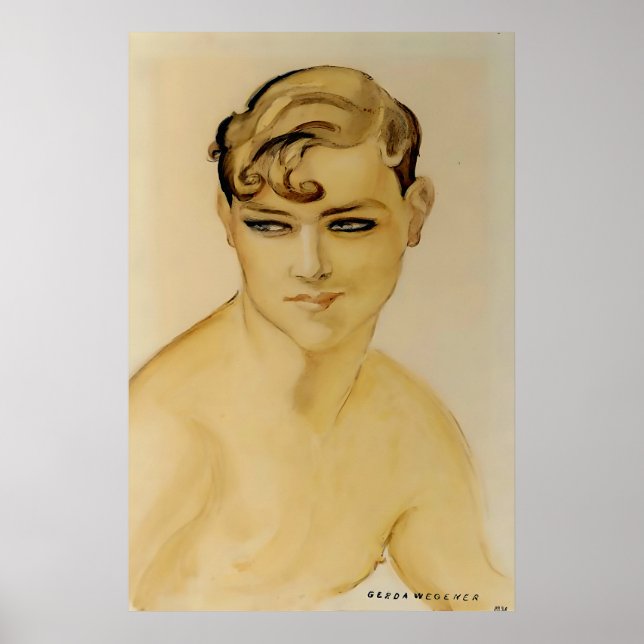 Art Deco Young Man Bare Chested" von Gerda Wegener Poster (Vorne)