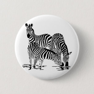 Art Deco Zebra Button