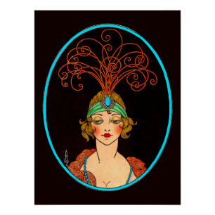 Art Deco-Zeichnung einer Flapper Poster