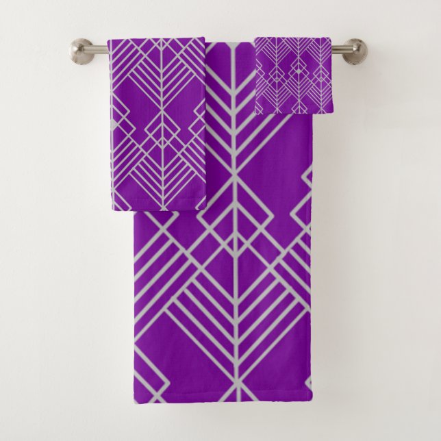 Art Deco Zig-Zag Badhandtuch Set (Insitu)