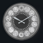 Art Deco Zodiac Signs | Silver Gray Große Wanduhr<br><div class="desc">Art deco clock features a zodiac design in a silver gray color palette. An artistic design with vintage zodiac signs in art nouveau fashion. A stylish addition to your kitchen, living room or office wall, a thoughtful modern office gift or modern home gift for any occasion. You can customize by...</div>