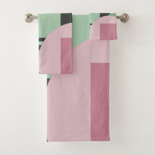 Art Deco Zusammensetzung Rosa und Grün #4 Badhandtuch Set