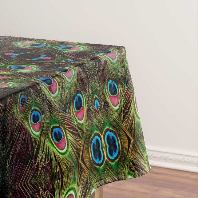 Art Deko aquamarine türkisgrüne Pfauenfeder Tischdecke (Beispiel)