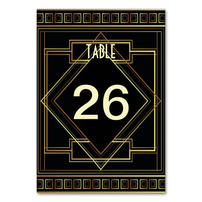 Art Deko Black and Gold große Hochzeit Tischnummer (Vorderseite)