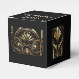 Art-Deko Black & Gold Gastgeschenke Personalisiert Geschenkschachtel