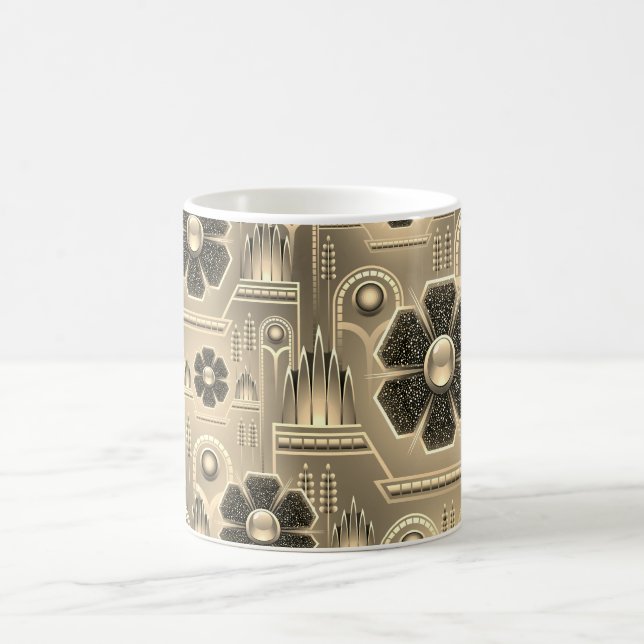Art Deko Blume Muster Vintages Blumengold Kaffeetasse (Mittel)
