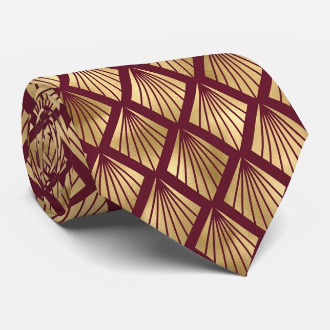 Art Deko Burgundy Krawatte (Gerollt)
