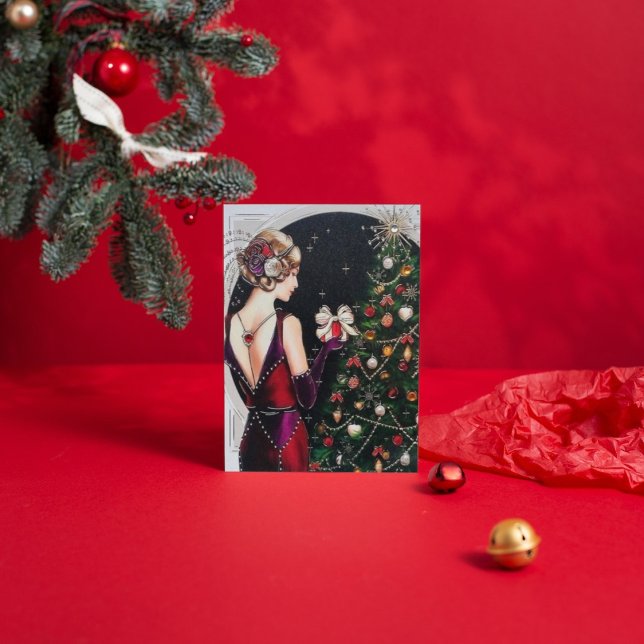 Art Deko Christmas Lady Vintage Karte (Von Creator hochgeladen)