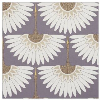 Art Deko cranes plum Stoff