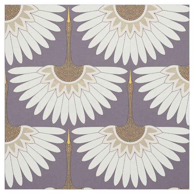 Art Deko cranes plum Stoff (Muster)