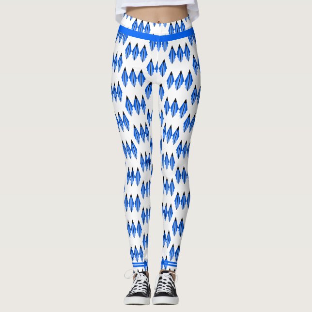 Art Deko Element in blauen Leggings (Vorderseite)