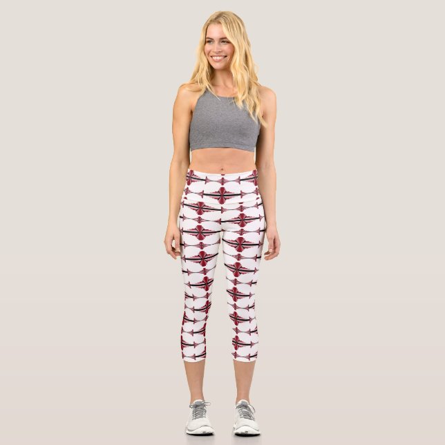 Art Deko Element in Crimson Capri Leggings (Vorderseite)