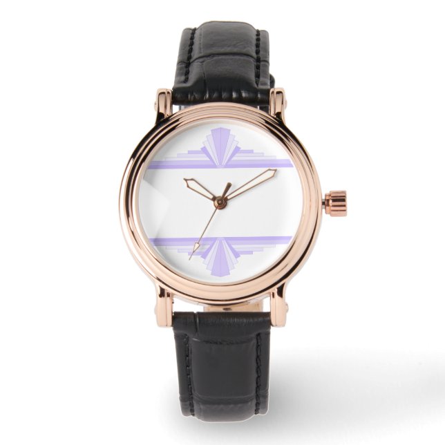 Art Deko Element in lila & lila Watch Armbanduhr (Vorderseite)