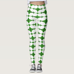 Art Deko Element in tief grünen Leggings