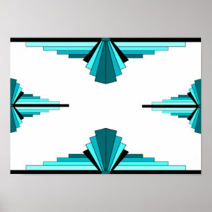 Art Deko Elemente in aquamarinem grünem Poster