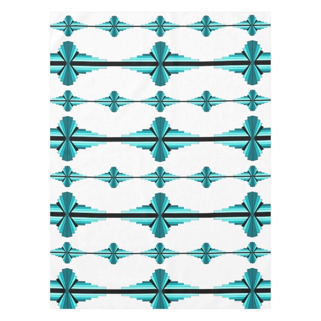 Art Deko Elemente in aquamariner grüner Tischdecke (Vorderseite)