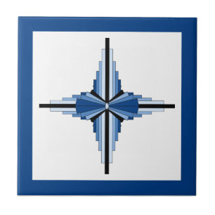 Art Deko Elemente in Blau, Marine und Schwarz Fliese