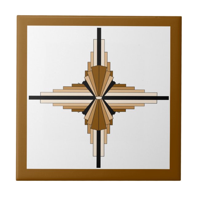 Art Deko-Elemente in Dunkel- und Hellbraun Fliese (Vorderseite)