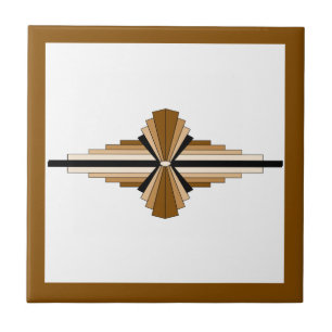 Art Deko-Elemente in Dunkel- und Hellbraun Fliese