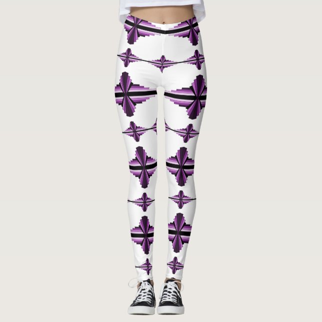 Art Deko-Elemente in Leggings mit dunklem Pflaum (Vorderseite)