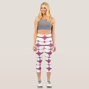 Art Deko Elemente in pastellfarbenen Rose Capri Le Leggings