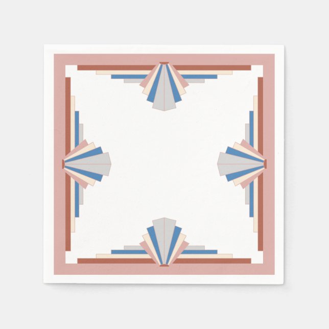 Art Deko Elemente in Rose gold & blau12h Serviette (Vorderseite)