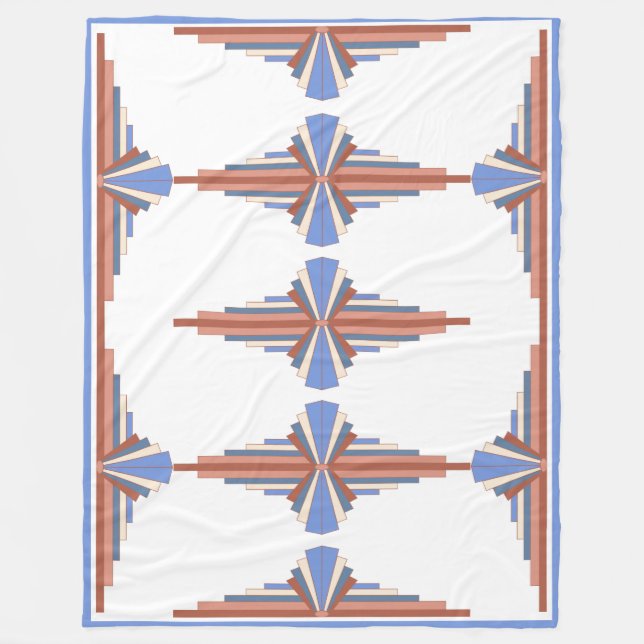 Art Deko Elemente in Rose Gold & Blau Fleecedecke (Vorderseite)