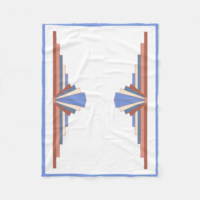 Art Deko Elemente in Rose Gold & Blau Fleecedecke (Vorderseite)
